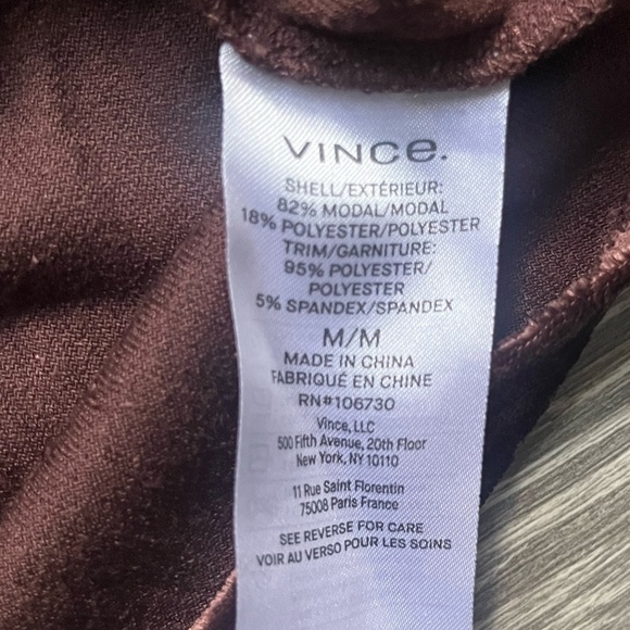 Vince Brown Velvet Velour 3/4 Sleeve Crew Neck Top Winter Fall Work Party Size M - Picture 4 of 9